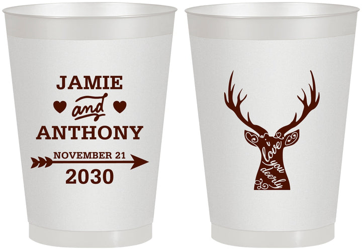 Personalized Wedding 8 oz Frosted Cups - Deer | 282