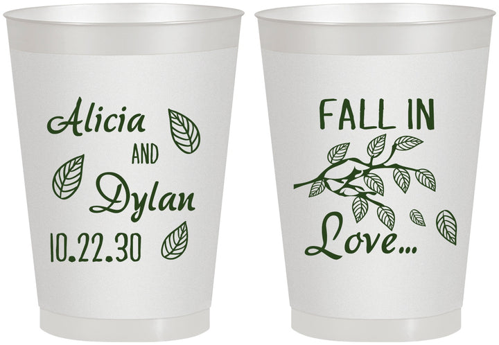 Personalized Wedding 8 oz Frosted Cups - Fall In Love | 283