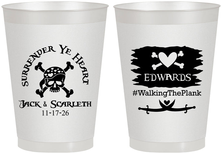 Personalized Wedding 8 oz Frosted Cups - Pirate | 286