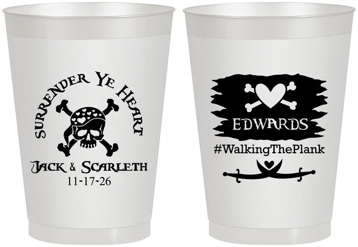 Personalized Wedding 8 oz Frosted Cups - Pirate | 286