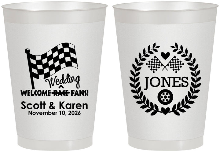 Personalized Wedding 8 oz Frosted Cups - Racing | 289
