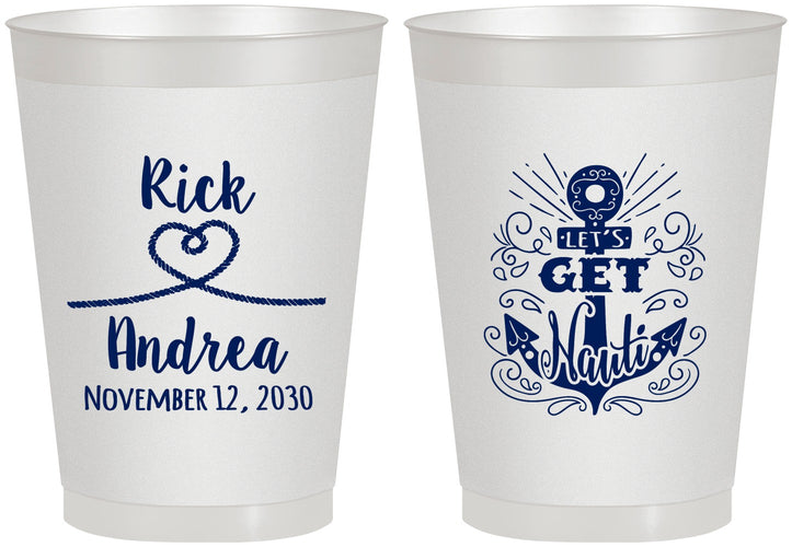 Personalized Wedding 8 oz Frosted Cups - Lets Get Nauti | 292