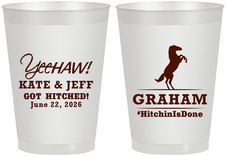 Personalized Wedding 8 oz Frosted Cups - Got Hitched | 296
