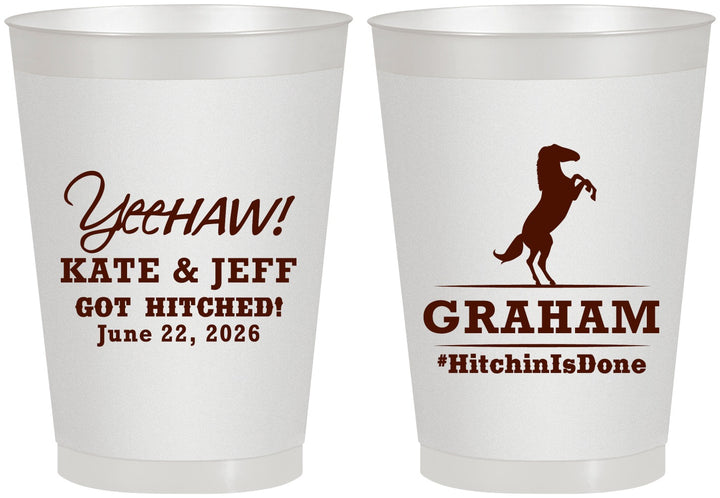 Personalized Wedding 8 oz Frosted Cups - Got Hitched | 296
