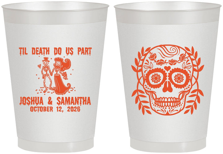 Personalized Wedding 8 oz Frosted Cups - Til Death Do Us Part | 297
