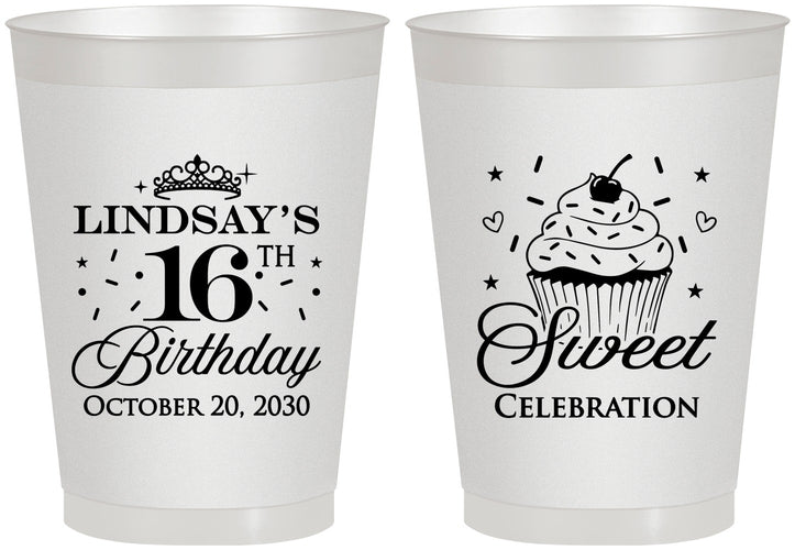 Personalized 16th Birthday 8 oz Frosted Cups - Cupcake | 300000