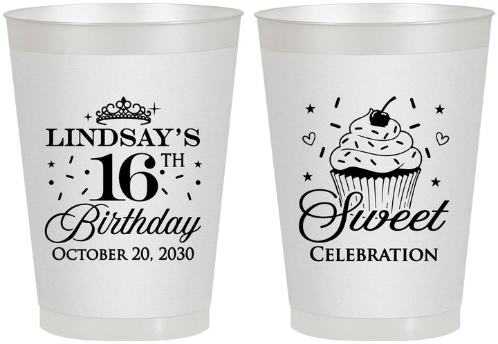 Personalized 16th Birthday 8 oz Frosted Cups - Cupcake | 300000
