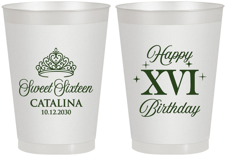 Personalized 16th Birthday 8 oz Frosted Cups - Tiara | 300002