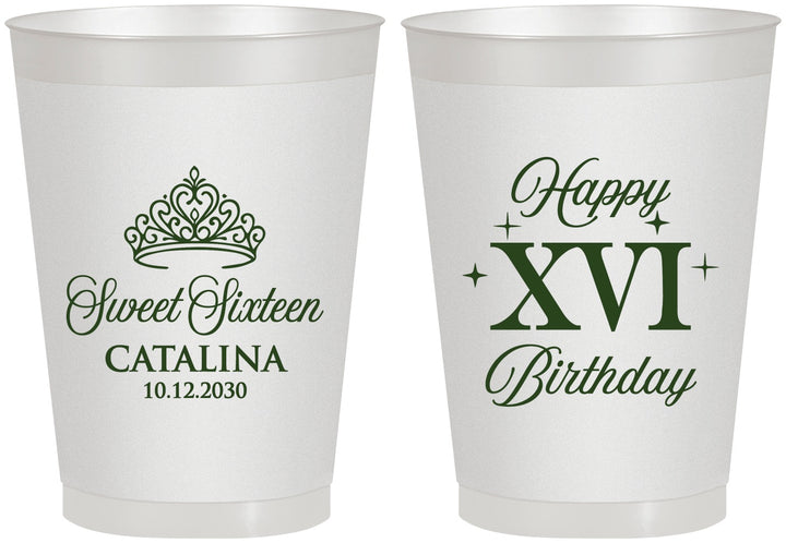 Personalized 16th Birthday 8 oz Frosted Cups - Tiara | 300002