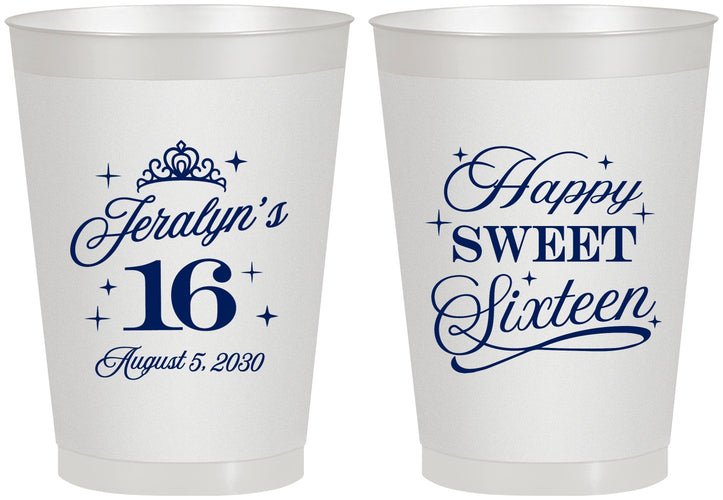 Personalized 16th Birthday 8 oz Frosted Cups - Tiara | 300004