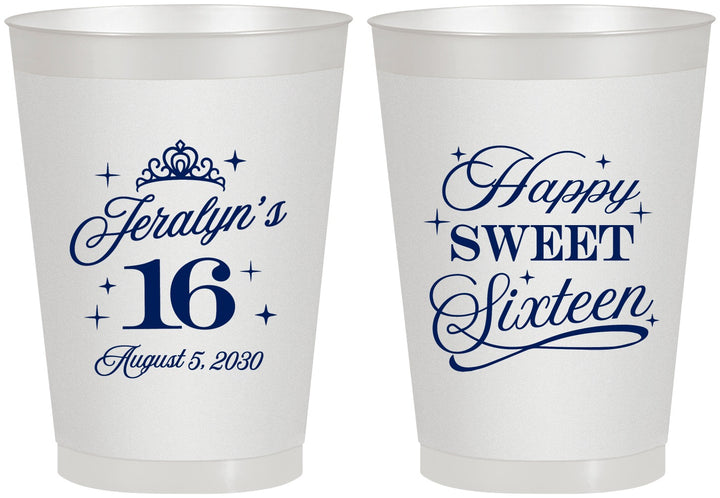 Personalized 16th Birthday 8 oz Frosted Cups - Tiara | 300004