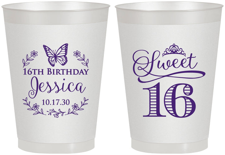 Personalized 16th Birthday 8 oz Frosted Cups - Butterfly | 300005