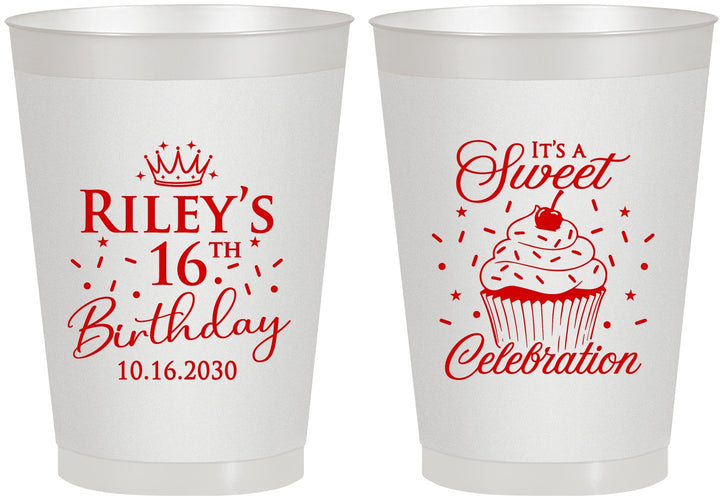 Personalized 16th Birthday 8 oz Frosted Cups - Cupcake | 300006