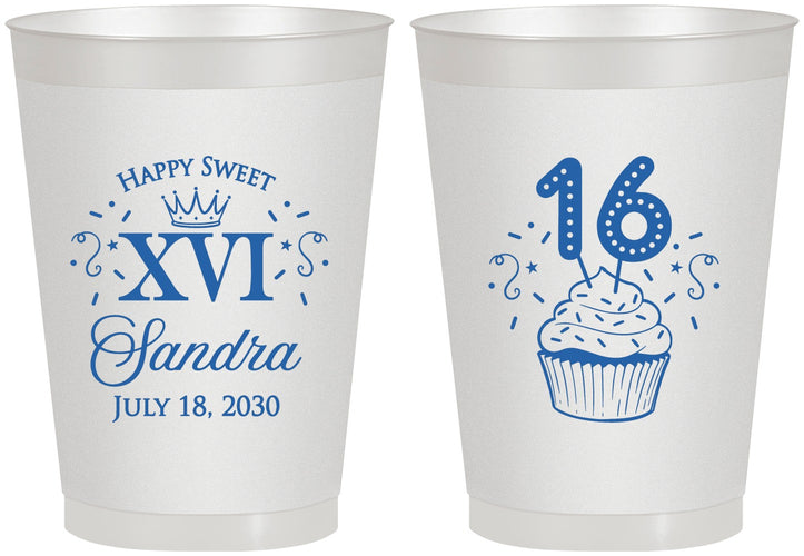 Personalized 16th Birthday 8 oz Frosted Cups - Cupcake | 300007