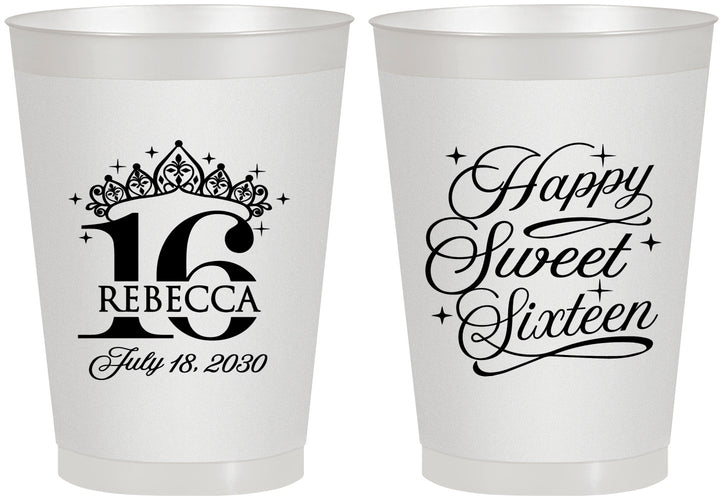 Personalized 16th Birthday 8 oz Frosted Cups - Tiara | 300008
