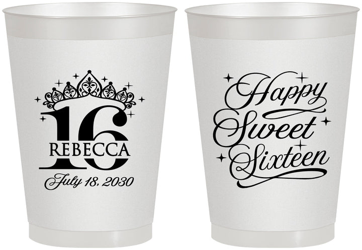 Personalized 16th Birthday 8 oz Frosted Cups - Tiara | 300008