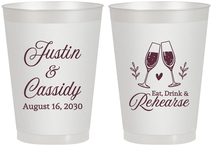 Personalized Rehearsal Dinner 8 oz Frosted Cups - Eat Drink Rehearse | 30001