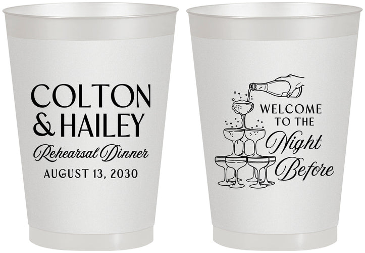 Personalized Rehearsal Dinner 8 oz Frosted Cups - The Night Before | 30007