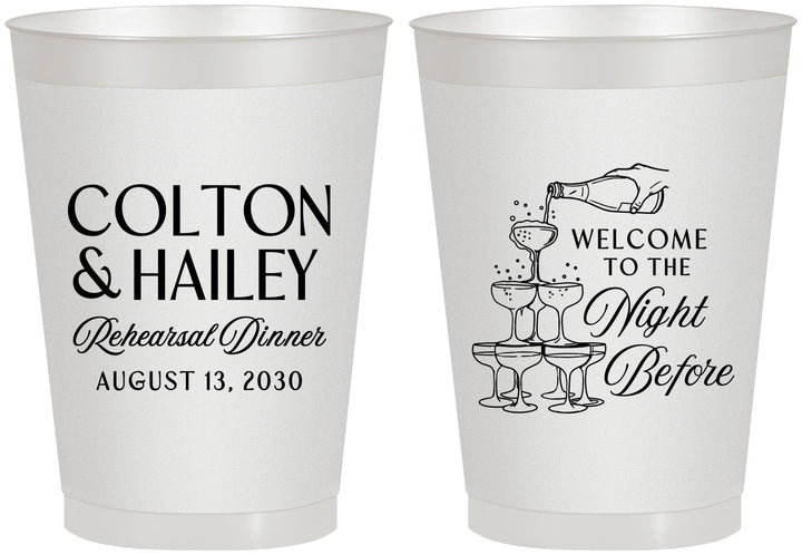 Personalized Rehearsal Dinner 8 oz Frosted Cups - The Night Before | 30007