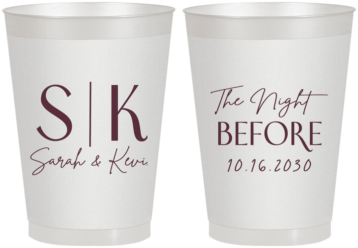 Personalized Rehearsal Dinner 8 oz Frosted Cups - The Night Before | 30009