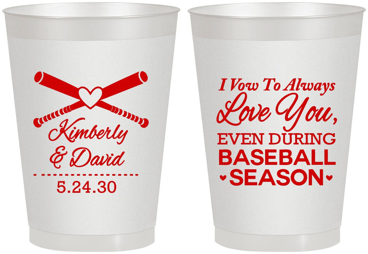 Personalized Wedding 8 oz Frosted Cups - Baseball | 301