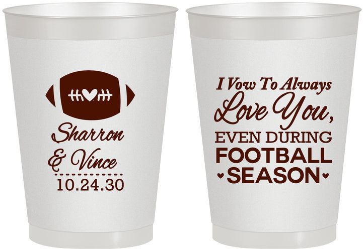 Personalized Wedding 8 oz Frosted Cups - Football | 302