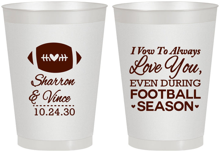 Personalized Wedding 8 oz Frosted Cups - Football | 302