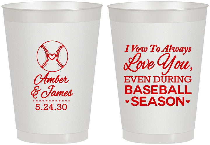 Personalized Wedding 8 oz Frosted Cups - Baseball | 303