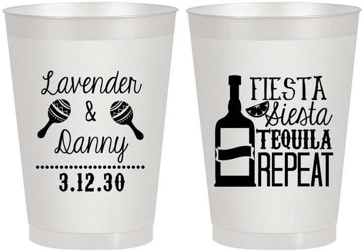 Personalized Wedding 8 oz Frosted Cups - Fiesta Siesta Tequila Repeat | 306