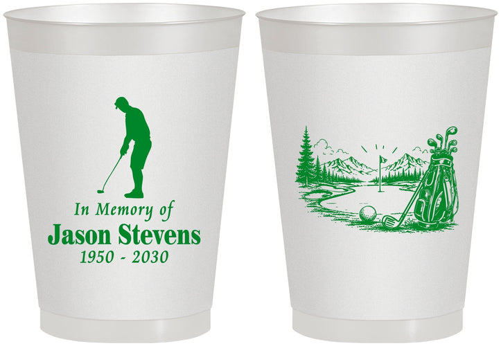 Personalized Memorial 8 oz Frosted Cups - Heavens Finest Fairways | 310009