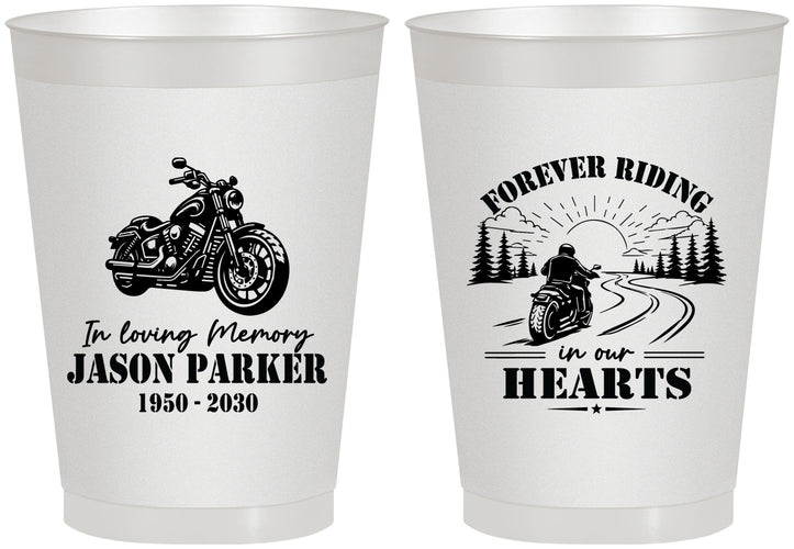 Personalized Memorial 8 oz Frosted Cups - Riding In Our Hearts | 310014