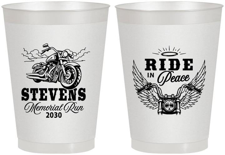 Personalized Memorial 8 oz Frosted Cups - Ride In Peace | 310015