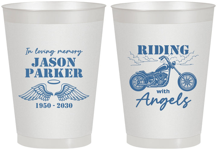 Personalized Memorial 8 oz Frosted Cups - Riding With Angels | 310018