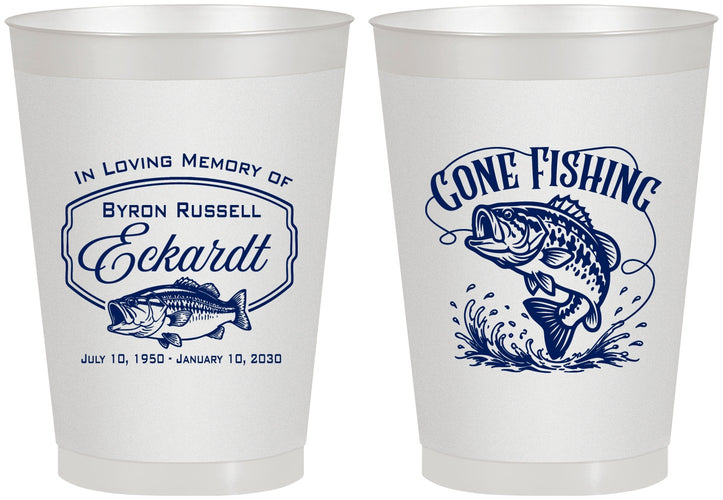 Personalized Memorial 8 oz Frosted Cups - Gone Fishing | 310022
