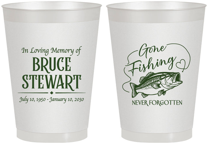 Personalized Memorial 8 oz Frosted Cups - Gone Fishing | 310023