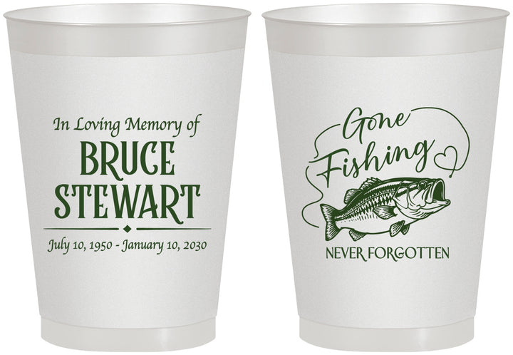 Personalized Memorial 8 oz Frosted Cups - Gone Fishing | 310023