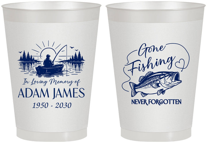 Personalized Memorial 8 oz Frosted Cups - Gone Fishing | 310024