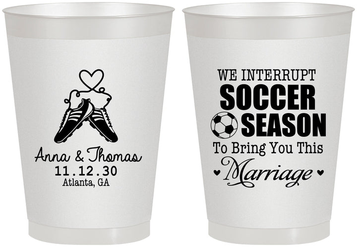Personalized Wedding 8 oz Frosted Cups - We Interrupt Soccer | 311