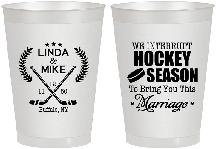 Personalized Wedding 8 oz Frosted Cups - We Interrupt Hockey | 312