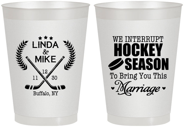 Personalized Wedding 8 oz Frosted Cups - We Interrupt Hockey | 312