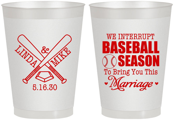 Personalized Wedding 8 oz Frosted Cups - We Interrupt Baseball | 313