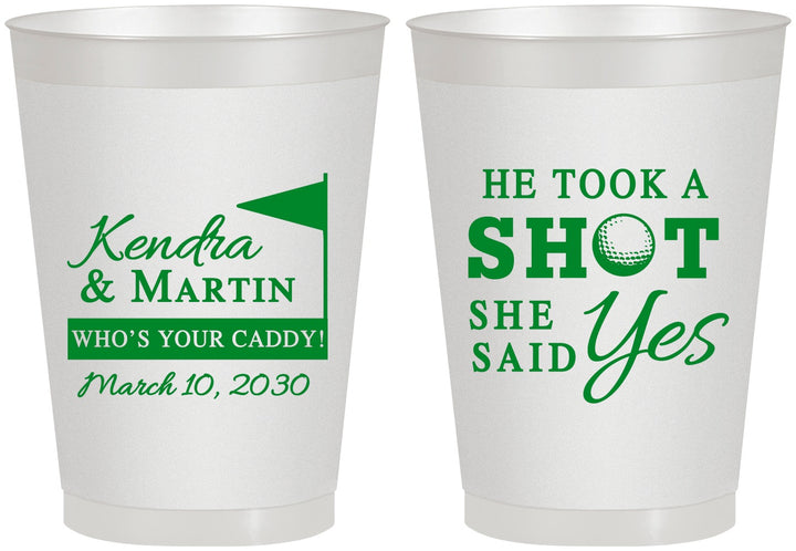Personalized Wedding 8 oz Frosted Cups - Took A Shot Golf | 320
