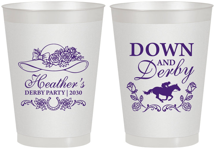 Personalized Derby Day 8 oz Frosted Cups - Down And Derby | 320001