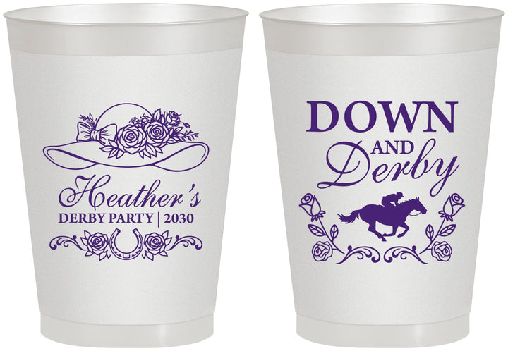 Personalized Derby Day 8 oz Frosted Cups - Down And Derby | 320001