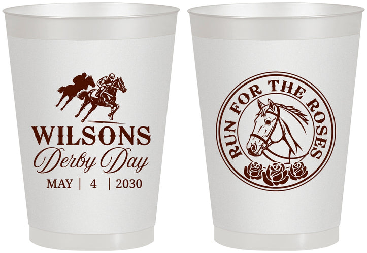 Personalized Derby Day 8 oz Frosted Cups - Run For The Horses | 320006