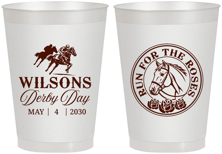 Personalized Derby Day 8 oz Frosted Cups - Run For The Horses | 320006