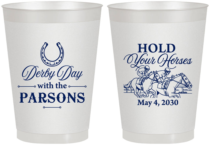 Personalized Derby Day 8 oz Frosted Cups - Hold Your Horses | 320008