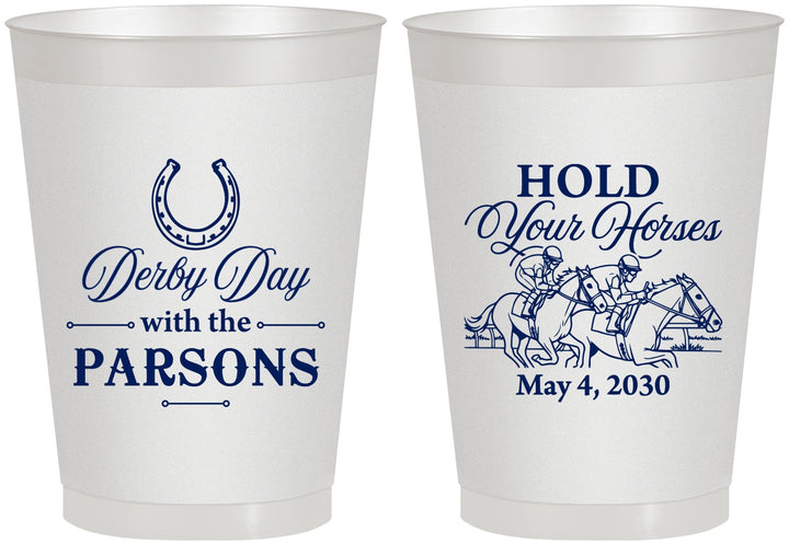 Personalized Derby Day 8 oz Frosted Cups - Hold Your Horses | 320008
