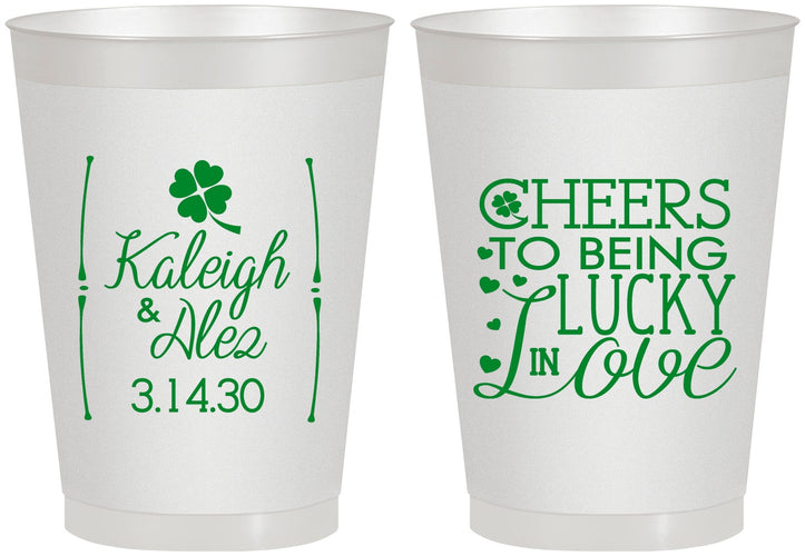 Personalized Wedding 8 oz Frosted Cups - Lucky In Love | 328