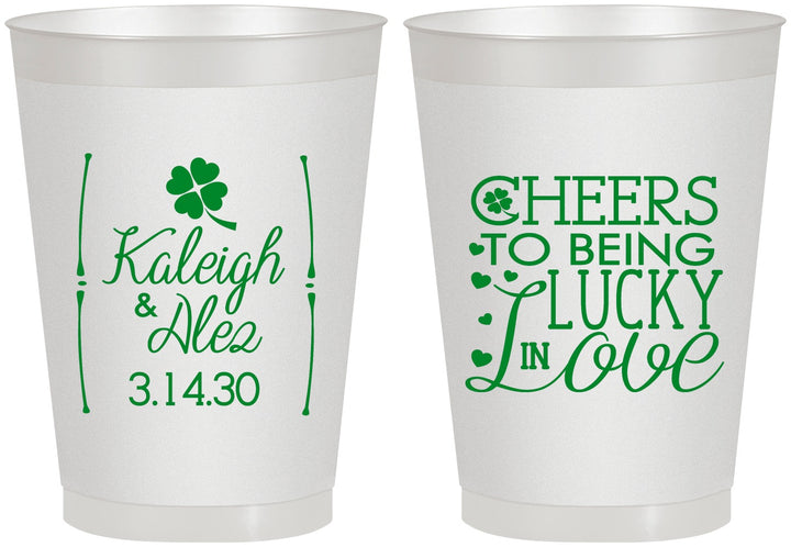 Personalized Wedding 8 oz Frosted Cups - Lucky In Love | 328